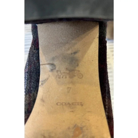 Coach  Tia Wool Plaid Print Green Bootie Pull On Ankle Boots Womens Size‎ 7 - Picture 9 of 9